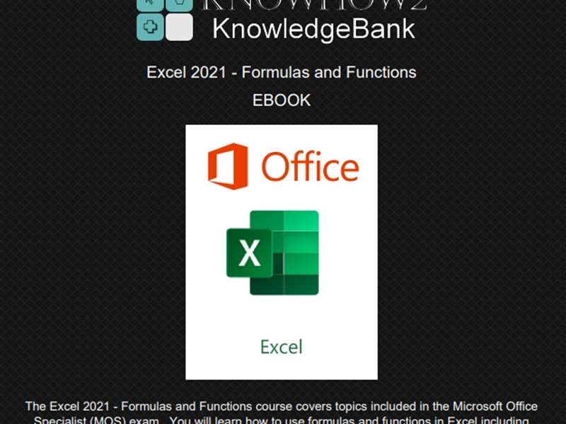Excel 2021 - level 5 - Formulas and Functions