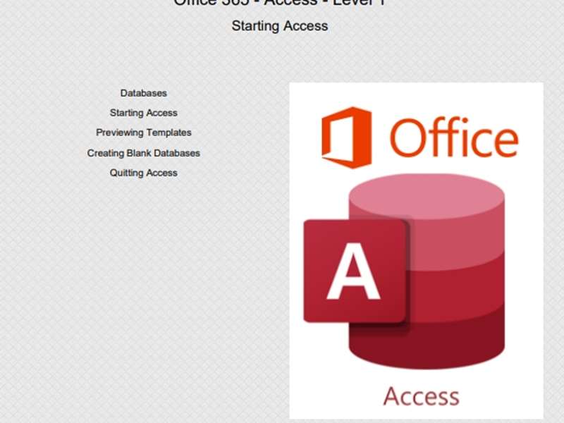 Office 365 - Access 2019 - Level 1