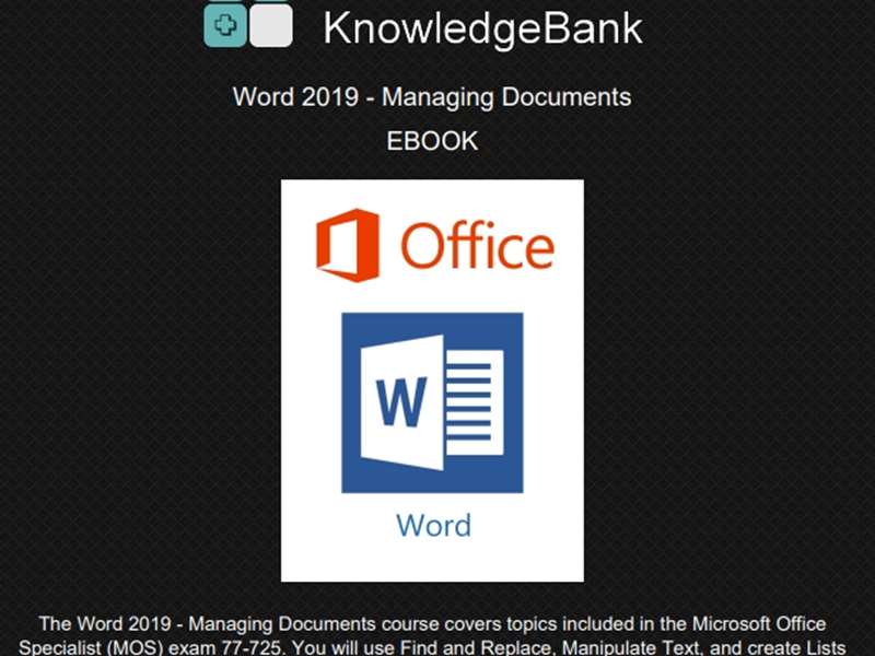Word 2019 - Level 4 - Managing Documents