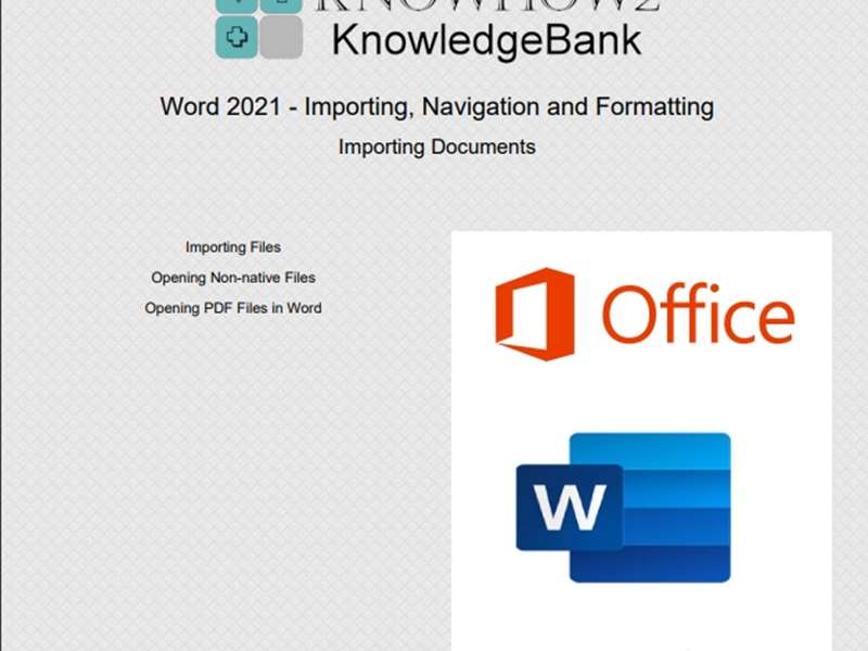 Word 2021 - Level 2 - Importing, Navigation and Formatting