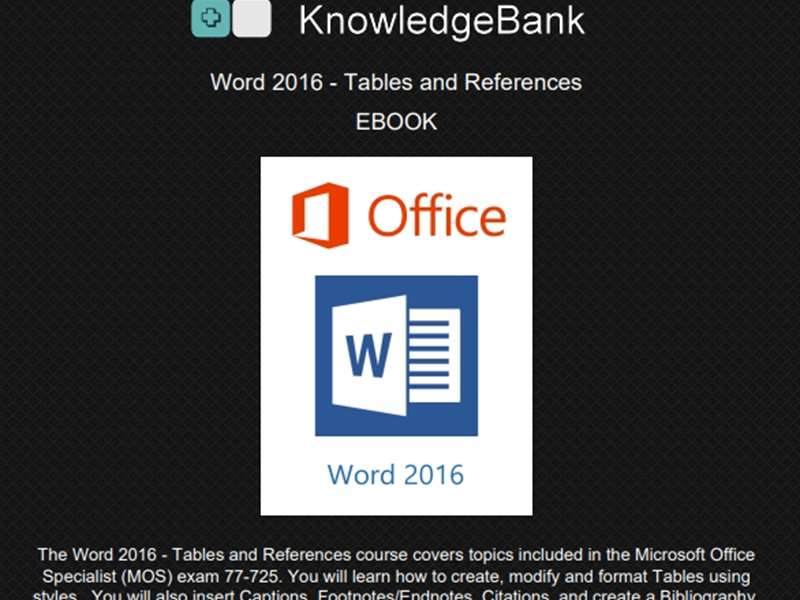 Word 2016 - Level 5 - Tables and References