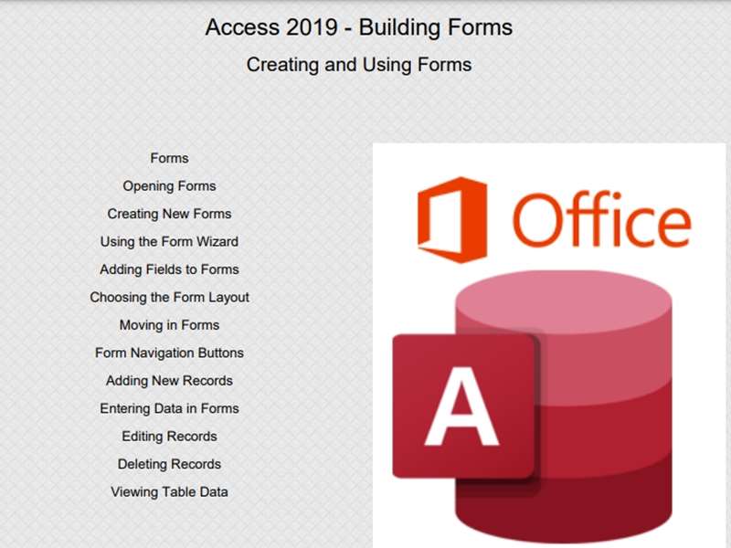 Access 2019 - Level 4 - Building Forms