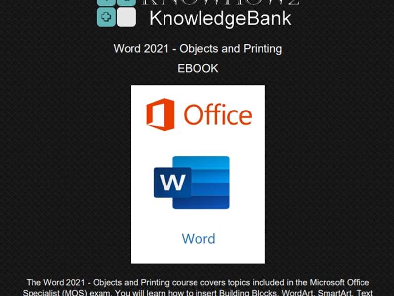 Word 2021 - Level 5 - Objects and Printing