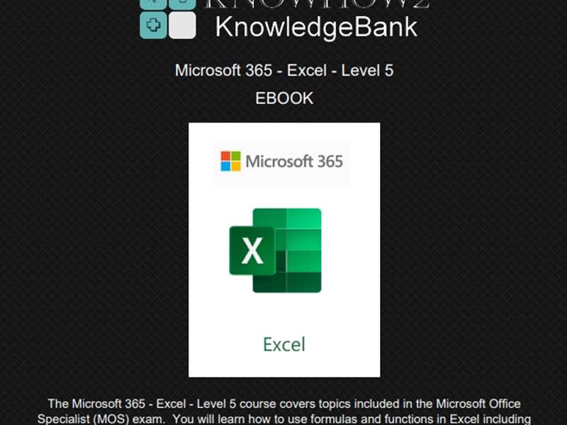 Microsoft 365 - Excel - Level 5