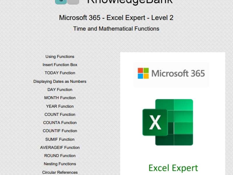 Microsoft 365 - Excel Expert - Level 2