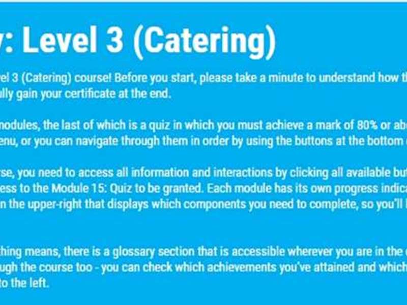 Food Safety: Level 3 (Catering)