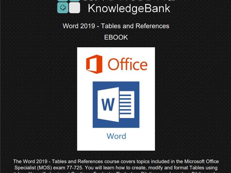 Word 2019 - Level 6 - Tables and References