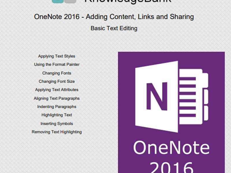 OneNote 2016 - Adding Content, Links and Sharing
