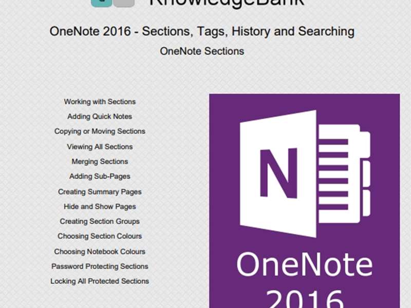 OneNote 2016 - Sections, Tags, History and Searching
