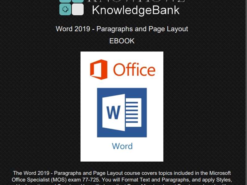 Word 2019 - Level 3 - Paragraphs and Page Layout