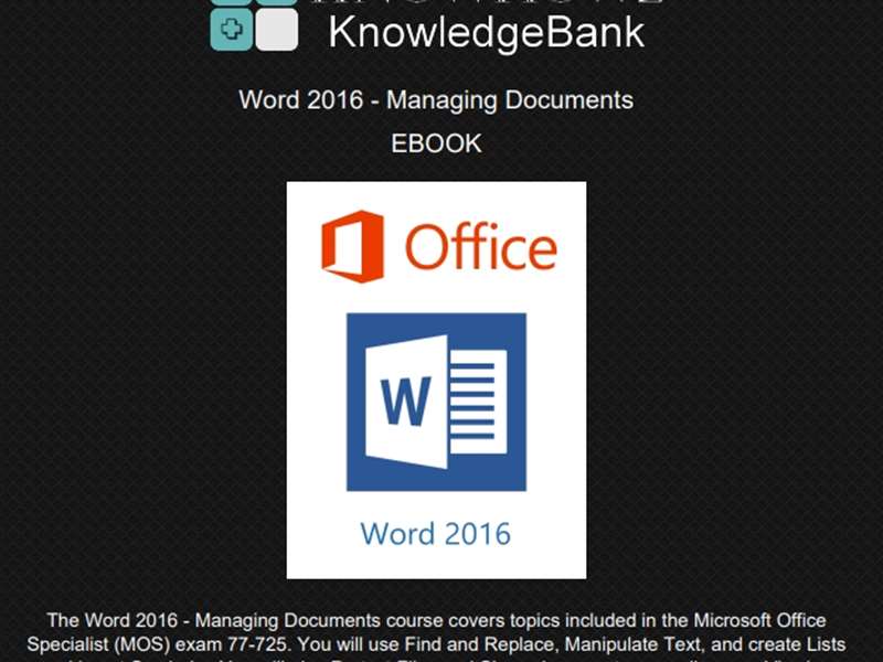 Word 2016 - Level 4 - Managing Documents
